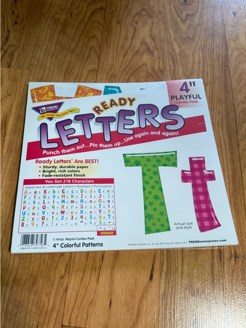 Brand new 4” Colorful Patterns Playful Punch Out Letters